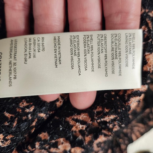 Free People Black Orange Floral Lace Corset Top Puff Sleeve Ruched Peplum Size L - Picture 8 of 8